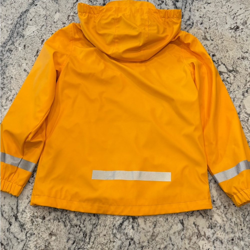 Cat & Jack Yellow Hooded Rain Jacket Kids Large 10/12 Waterproof Reflective - Picture 4 of 9